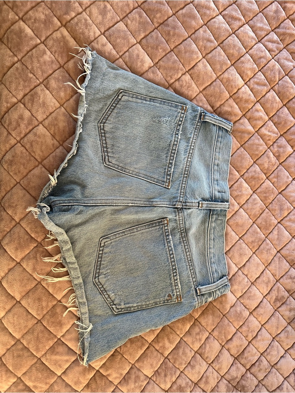 Madewell Light Blue High-Rise Frayed Denim Shorts